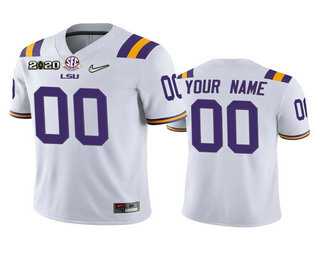 Mens LSU Tigers Customized White 2020 National Championship Game Jersey->customized ncaa jersey->Custom Jersey